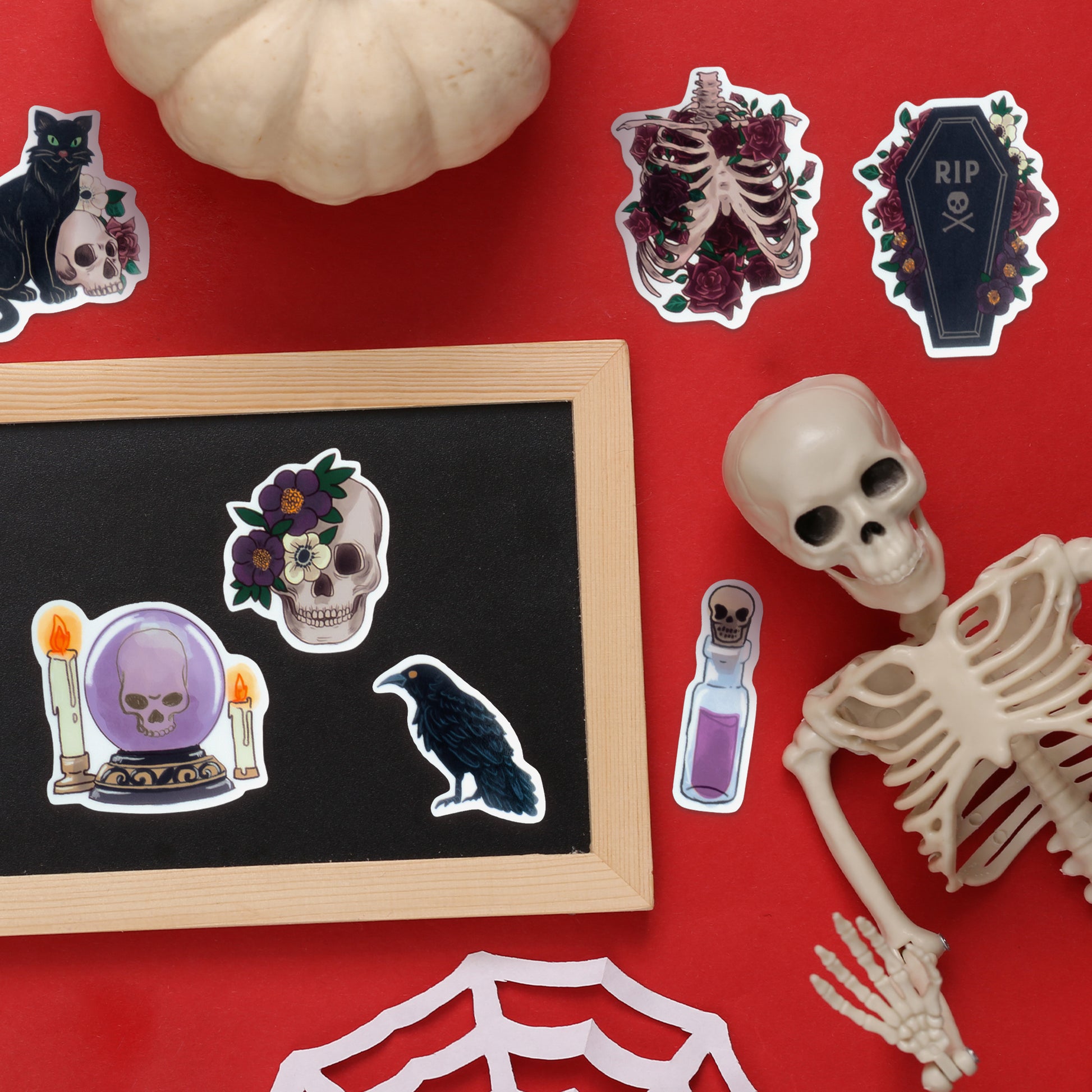 Gothic Halloween Skull Stickers (30 pcs)