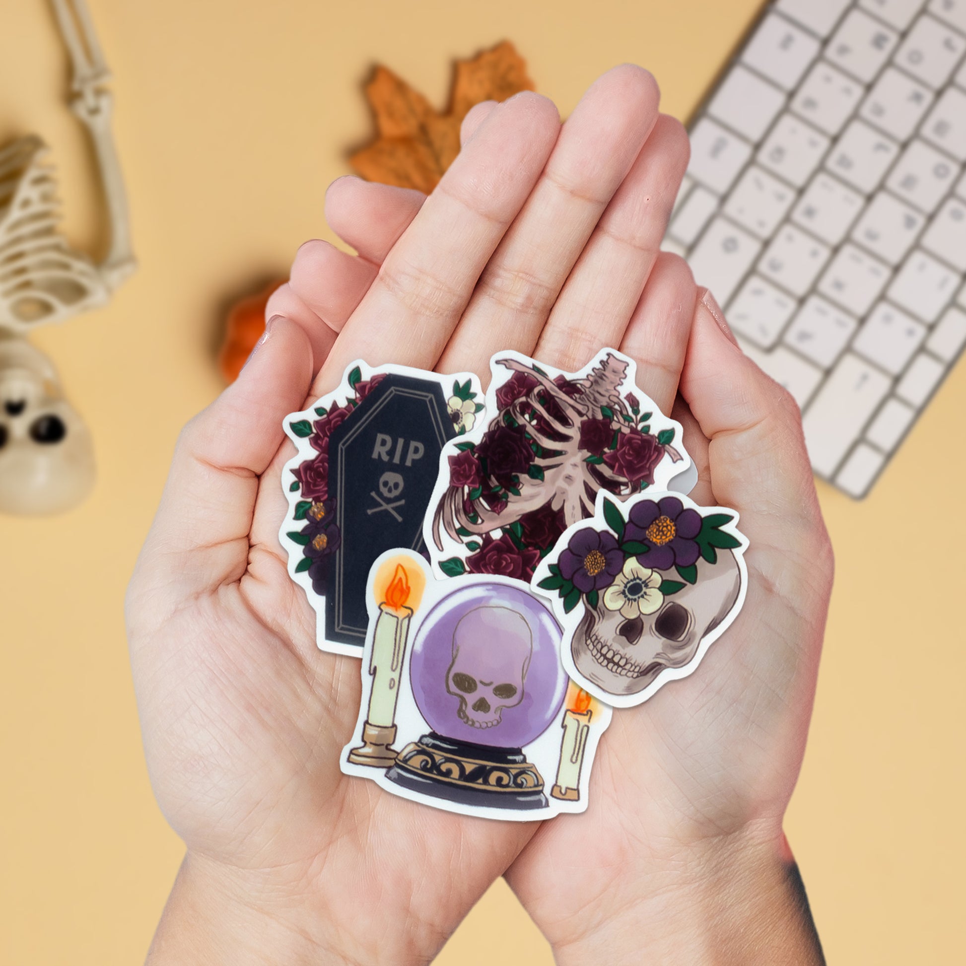 Gothic Halloween Skull Stickers (30 pcs)