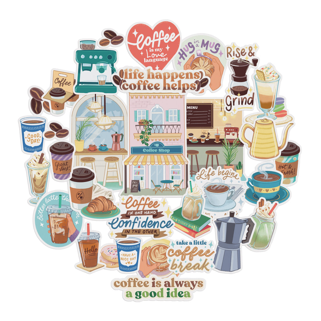 Hipster Coffee Stickers (30 pcs)