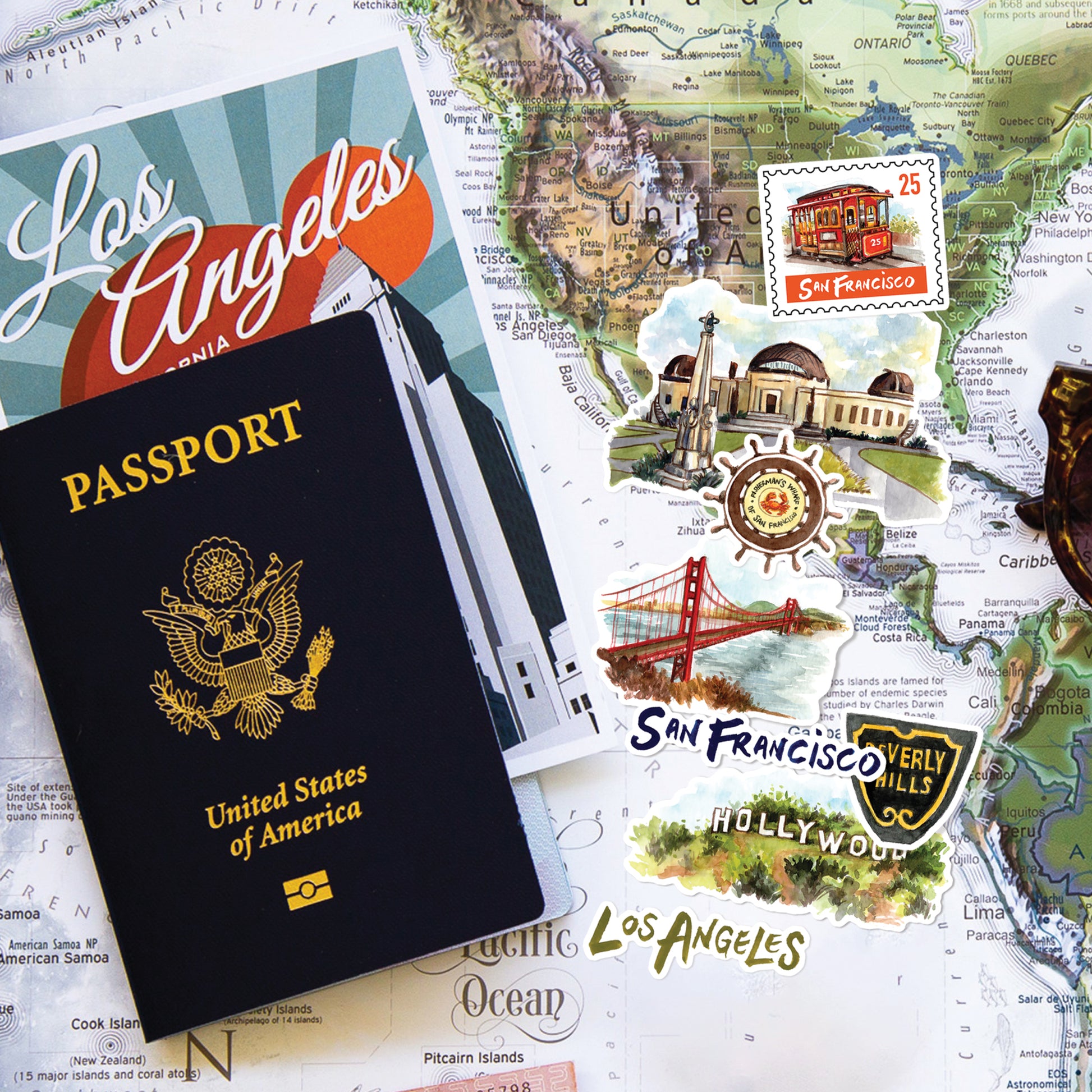 Sunny California State Travel Stickers (27pcs)