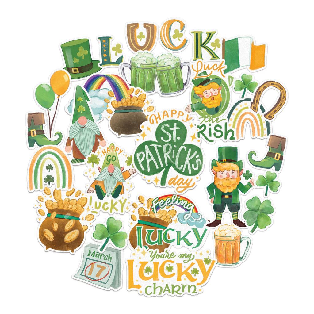 Lucky St. Patrick’s Day Stickers for Kids’ Craft, Party and St. Paddy Celebrations (28 pcs)