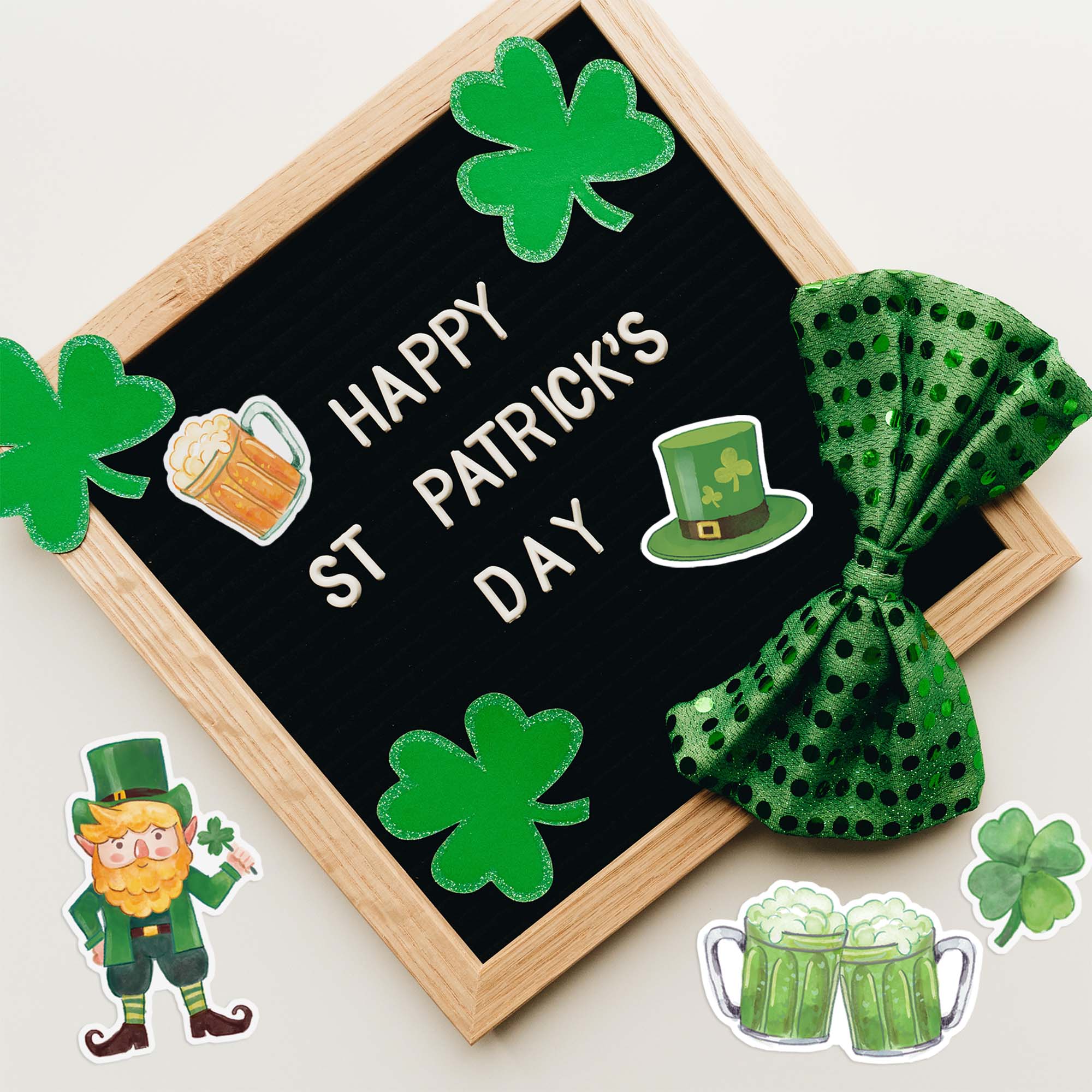 Lucky St. Patrick’s Day Stickers for Kids’ Craft, Party and St. Paddy Celebrations (28 pcs)
