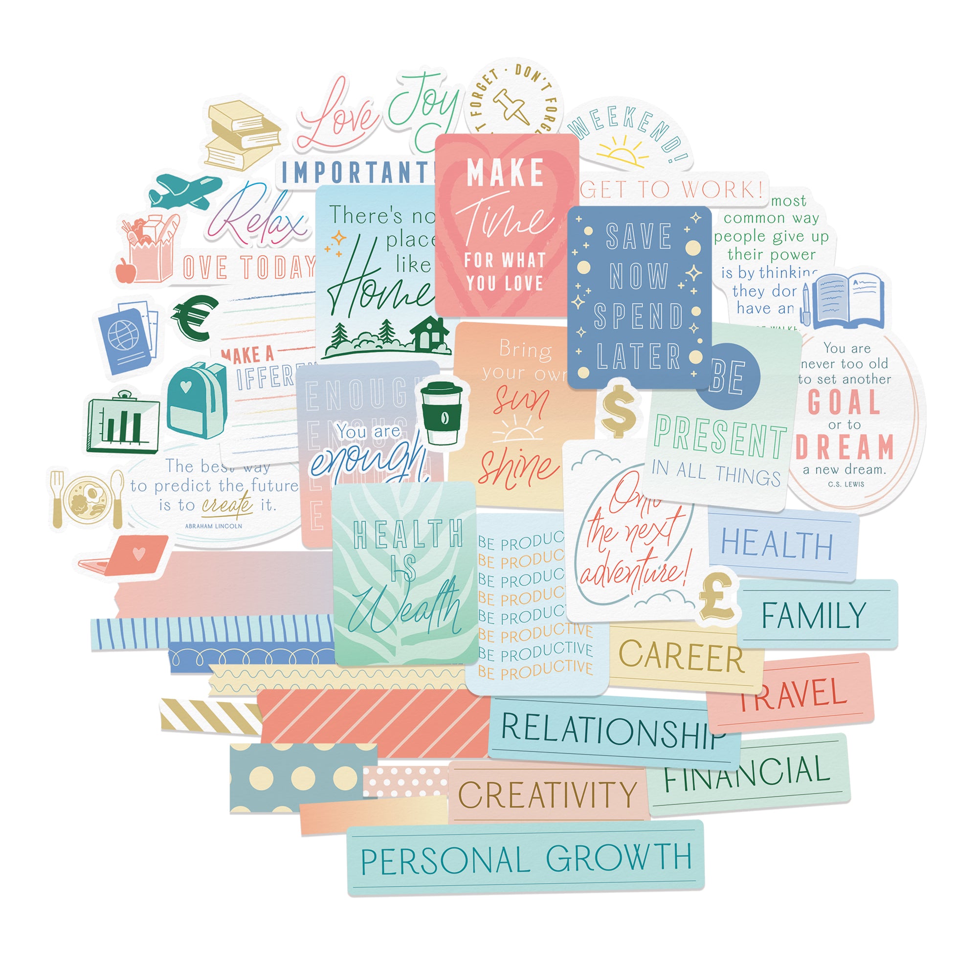 Motivational Vision Boards Quote Stickers (51 Pieces)