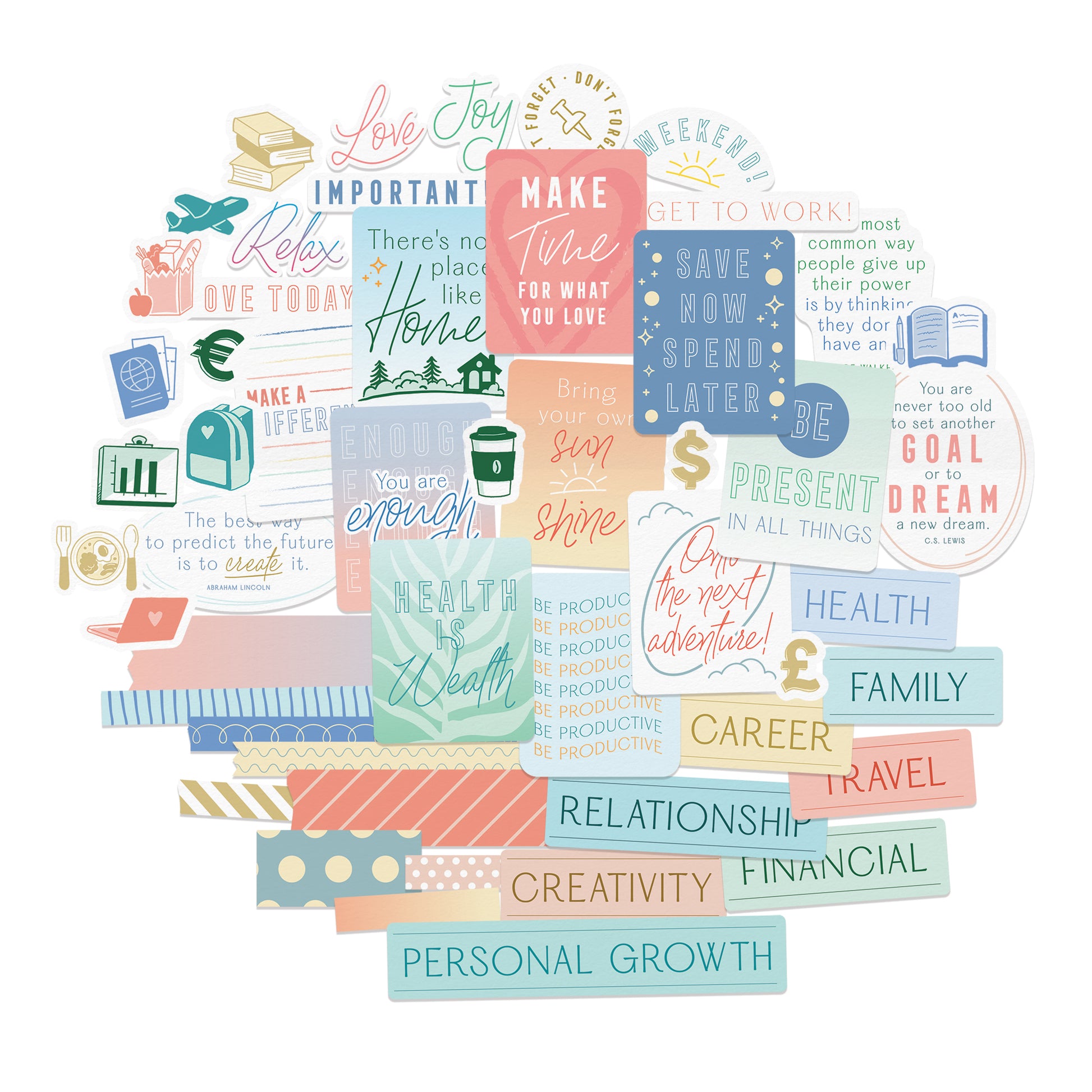 Motivational Vision Boards Quote Stickers (51 Pieces)