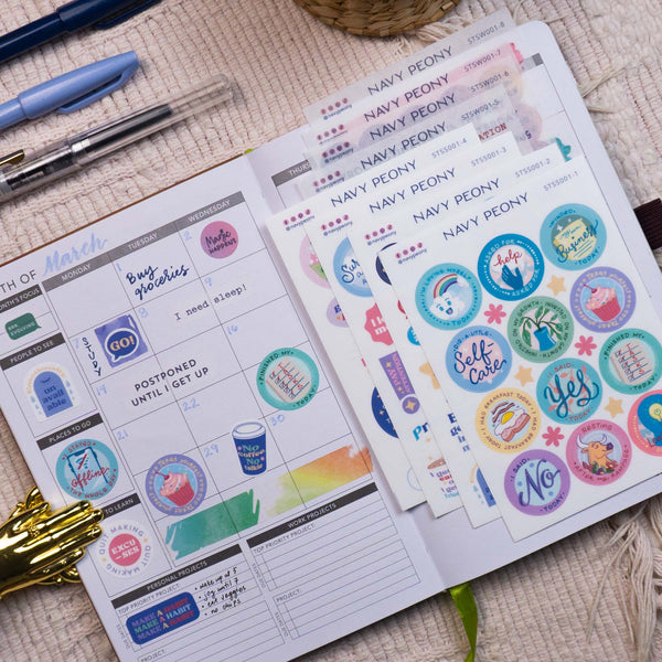 Not Today Self Care Sticker Sheets (8 Sheets, 175+ Stickers)