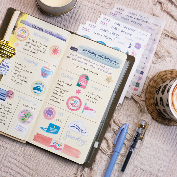 Not Today Self Care Sticker Sheets (8 Sheets, 175+ Stickers)