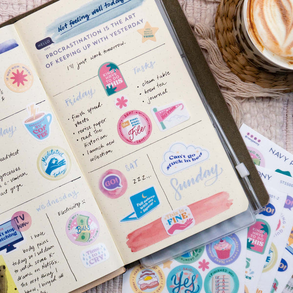 Not Today Self Care Sticker Sheets (8 Sheets, 175+ Stickers)