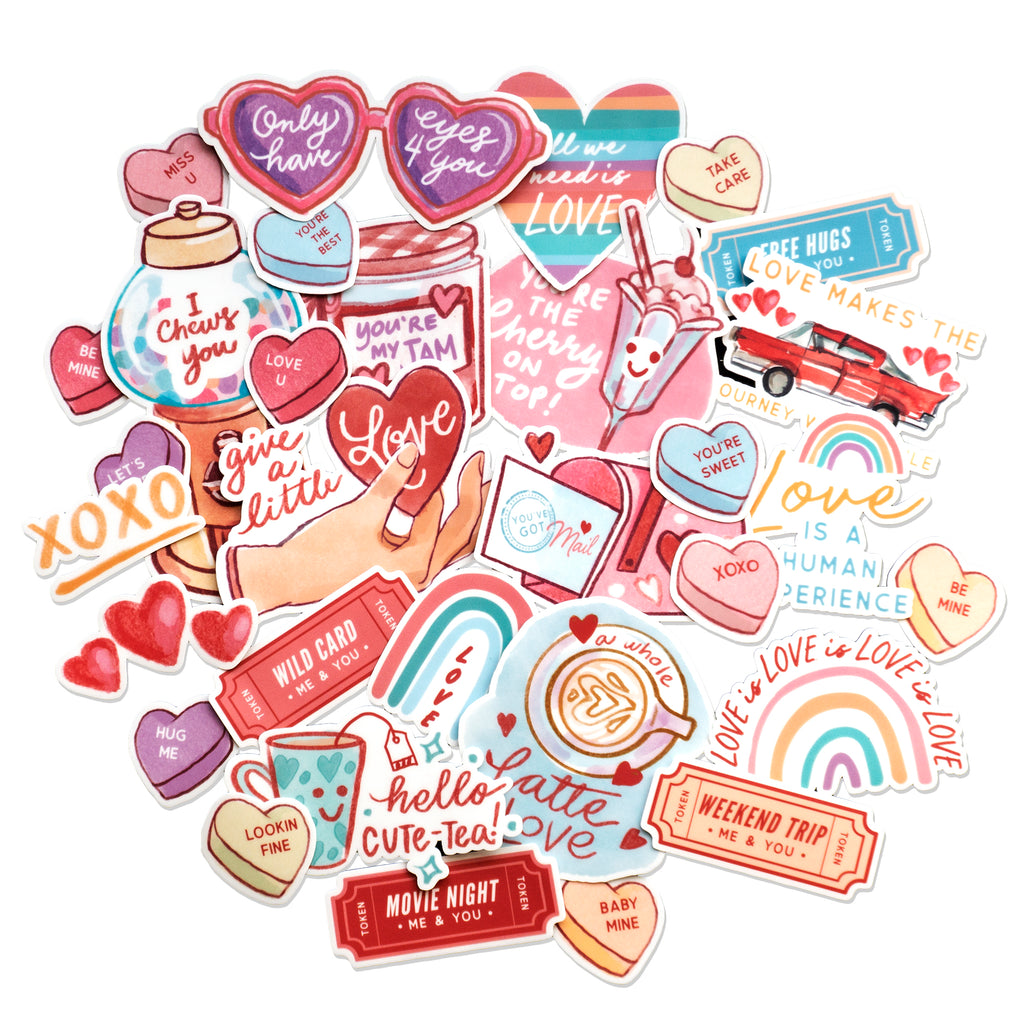 Love Hearts Valentine's Day Stickers Love Heart Stickers Scrapbook Stickers  Outdoor Stickers Water Resistant High Quality 