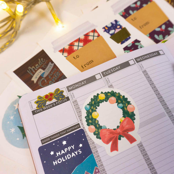 Holiday Gift Tags, Labels and Sticker Sheets in Glitters and Metallic Foil (8 Sheets, 180+ Stickers)