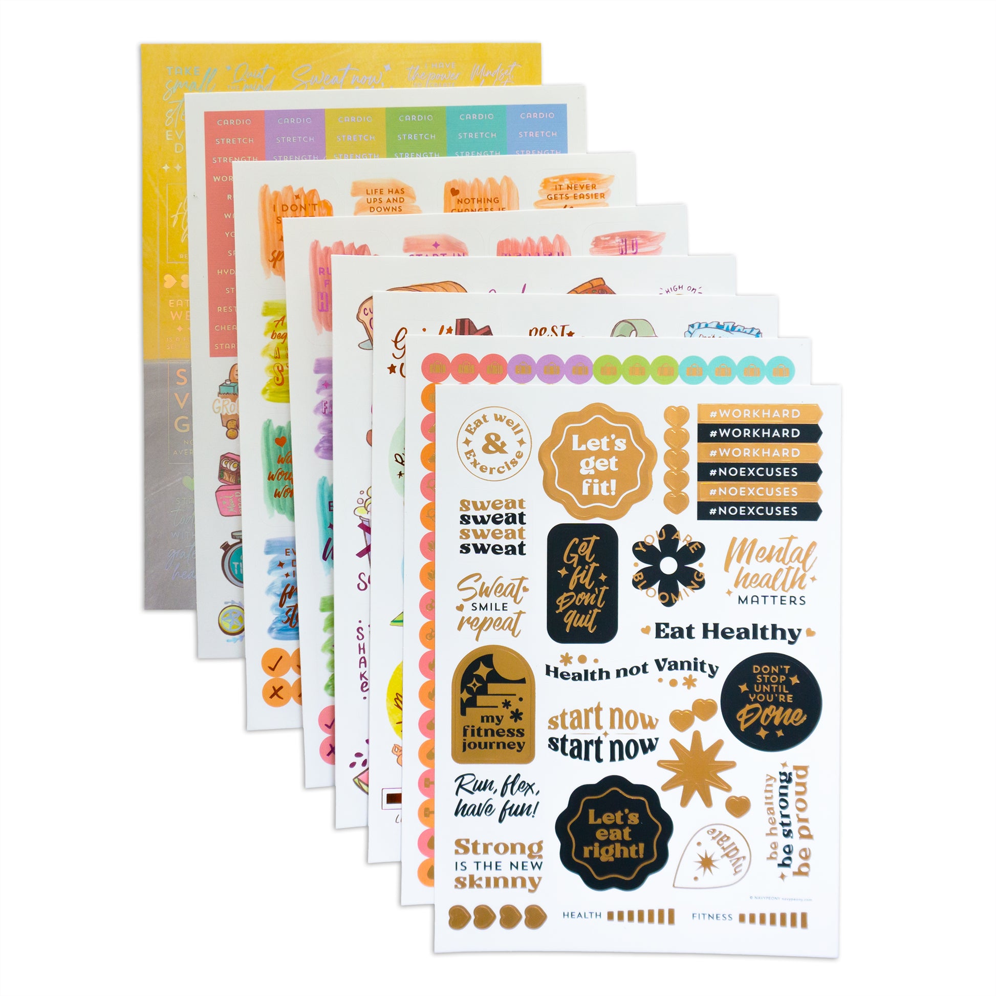 Fitness & Wellness Planner Stickers (8 Sheets, 460+ Stickers)