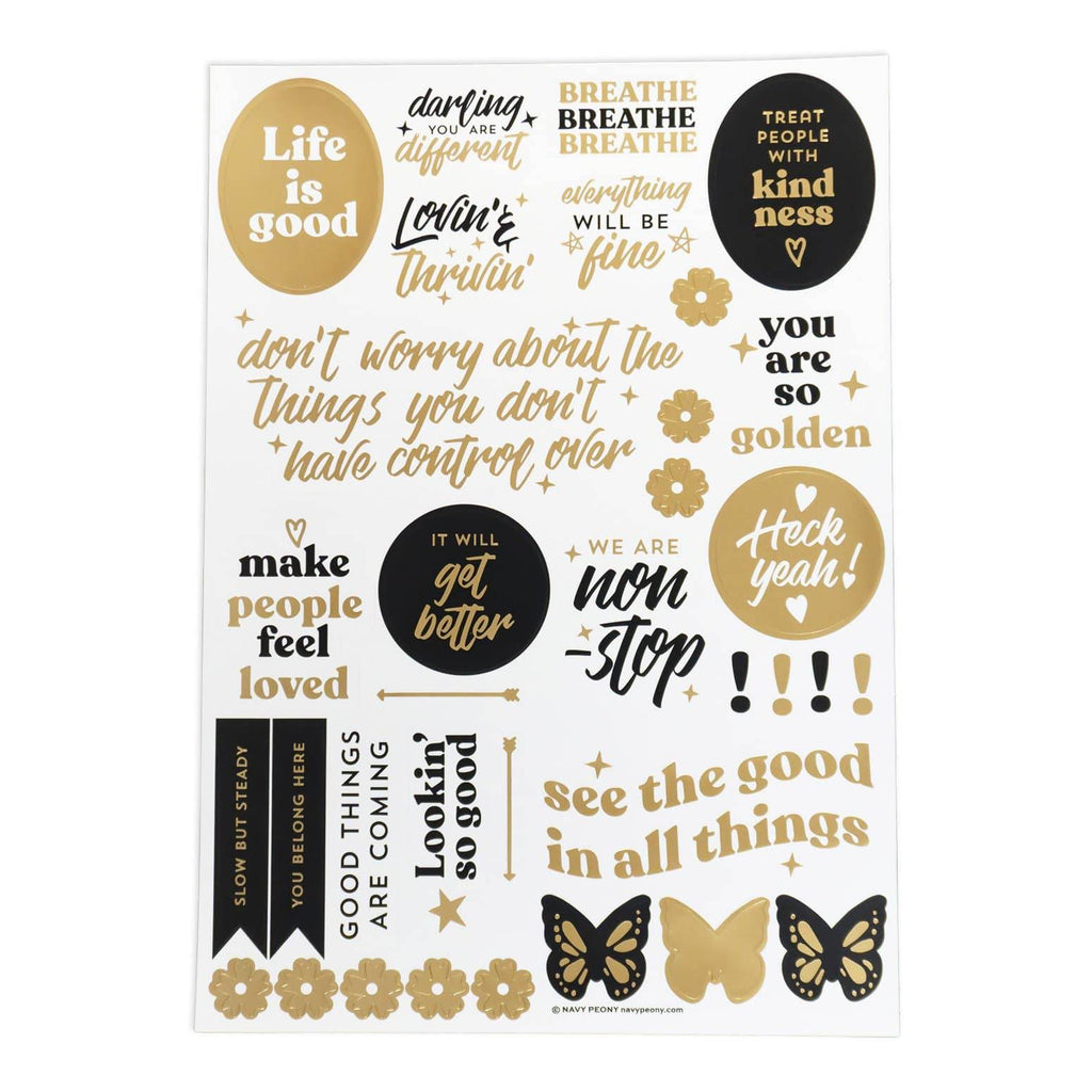 Planner Kit Stickers Gold and Black Foil Printable Planner 