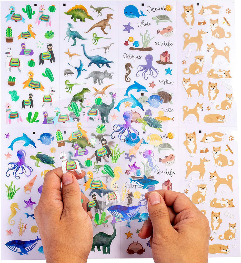 Navy Peony Colorful Animal Sticker Sheets (10 Sheets, 204 Stickers) - Navy Peony