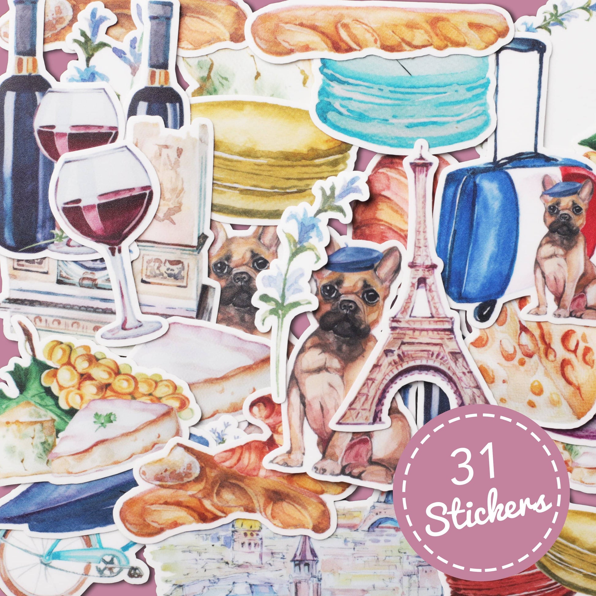 Navy Peony France Travel Stickers (31 pcs) - Navy Peony