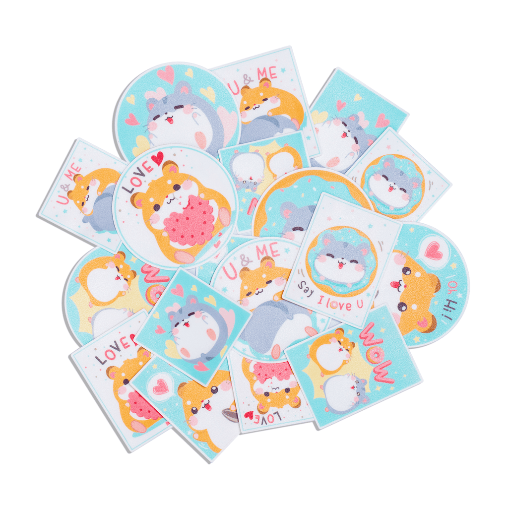 Navy Peony Friendly Pet Hamster Sticker Set (18 Pieces) - Navy Peony