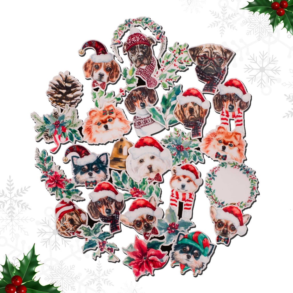 Navy Peony Happy Winter Holiday Dog Stickers (30 Pack) - Navy Peony