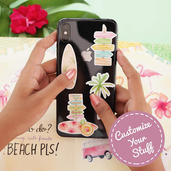 Navy Peony Hawaiian Dreams Tropical Beach Stickers (50 pcs) - Navy Peony