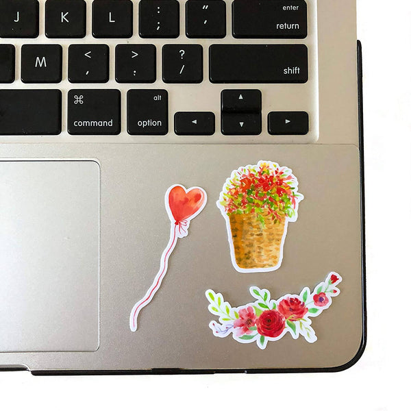Navy Peony Red Heart and Rose Valentine Love Stickers (28 Pieces) - Navy Peony