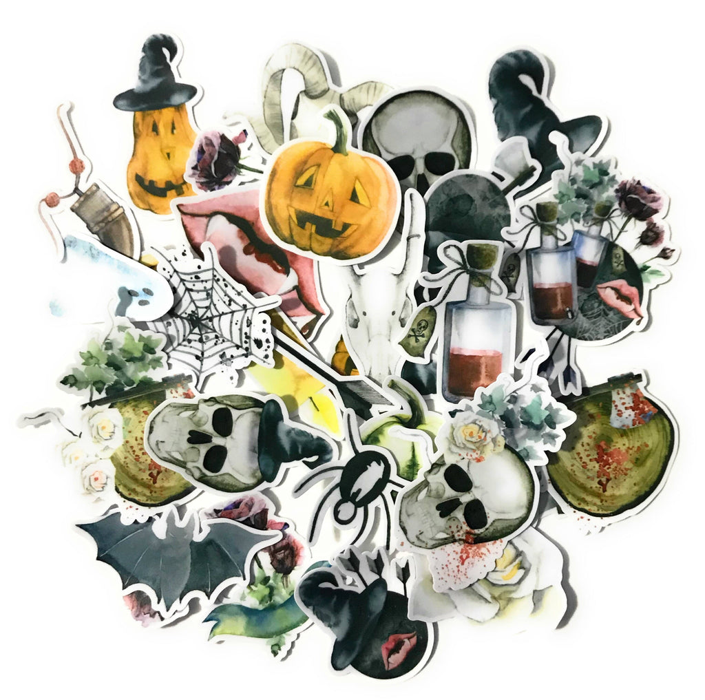 Navy Peony Scary Skull Halloween Stickers (31 pcs) - Navy Peony