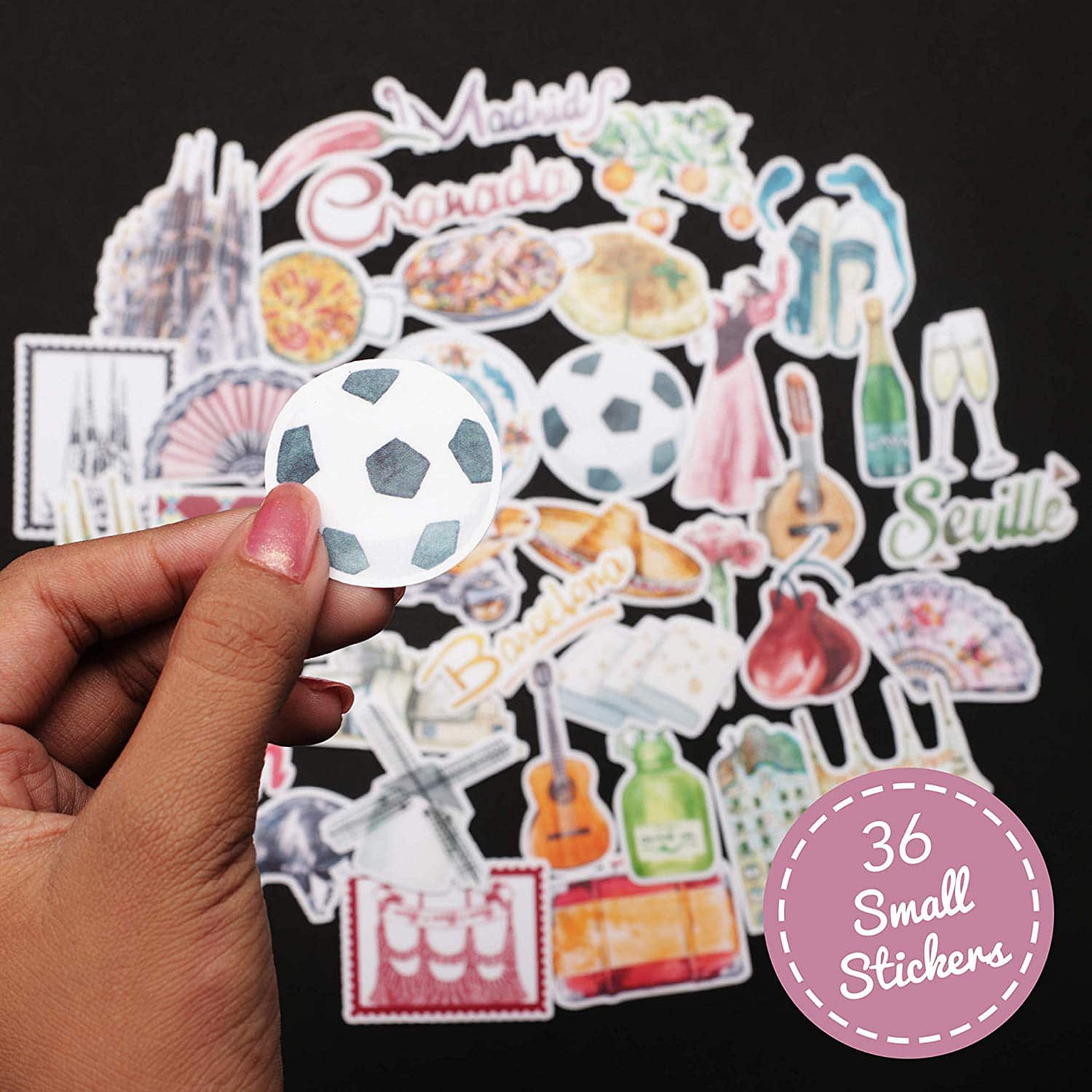 Navy Peony Sophisticated Spain Travel Stickers (36 pcs) - Navy Peony