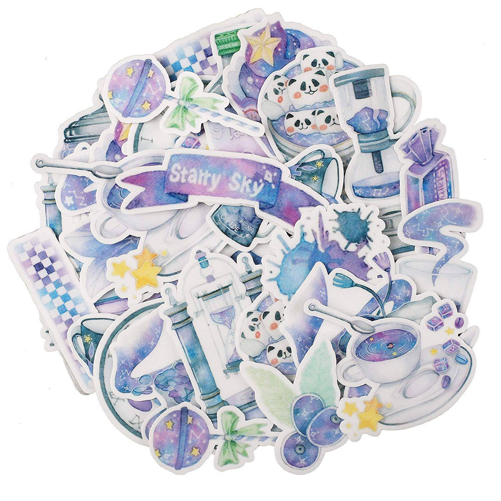 Navy Peony Stardust Blue Coffee Stickers (31 Pack) - Navy Peony