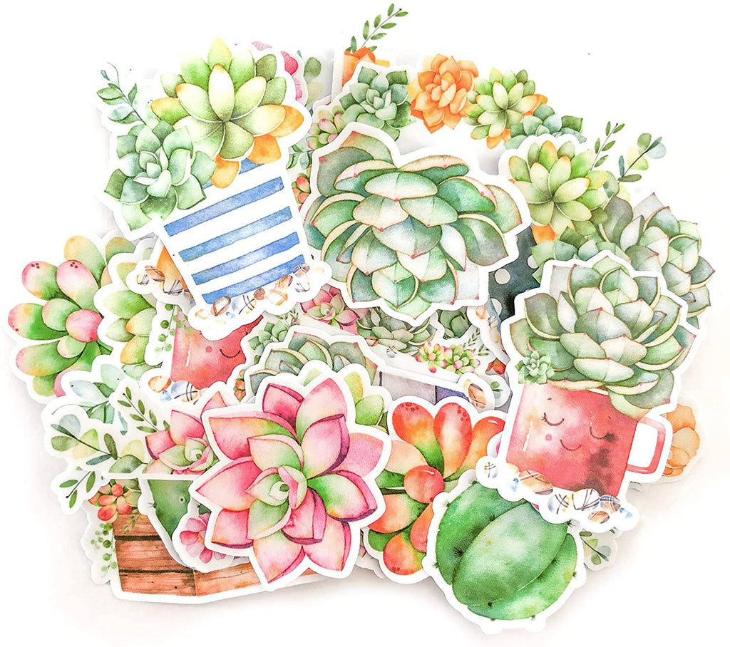 Navy Peony Succulent Cactus Stickers (21 pcs) - Navy Peony