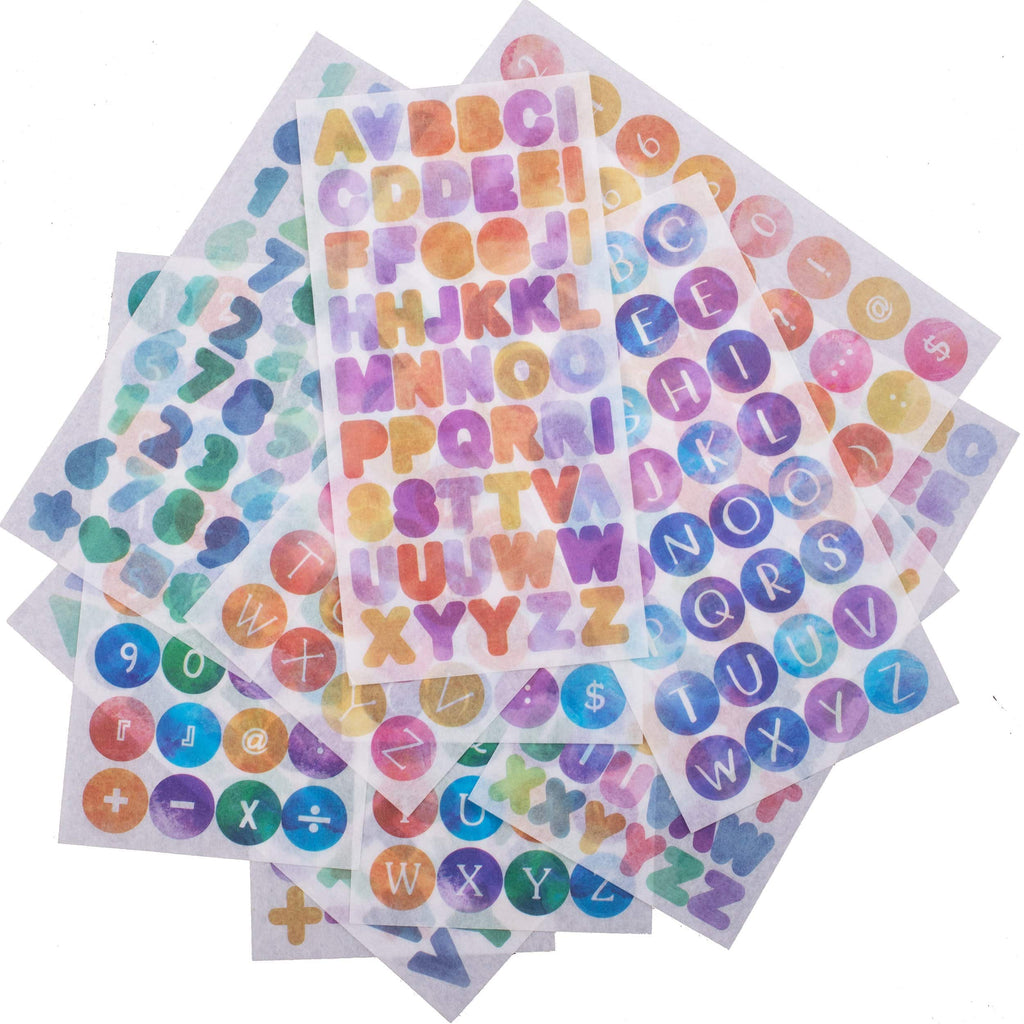 Navy Peony Vibrant Letters Washi Planner Stickers (12 Sheets)