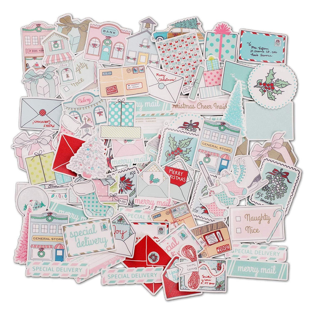 Navy Peony Vintage Christmas Mail Winter Holiday Stickers (70 pcs) - Navy Peony