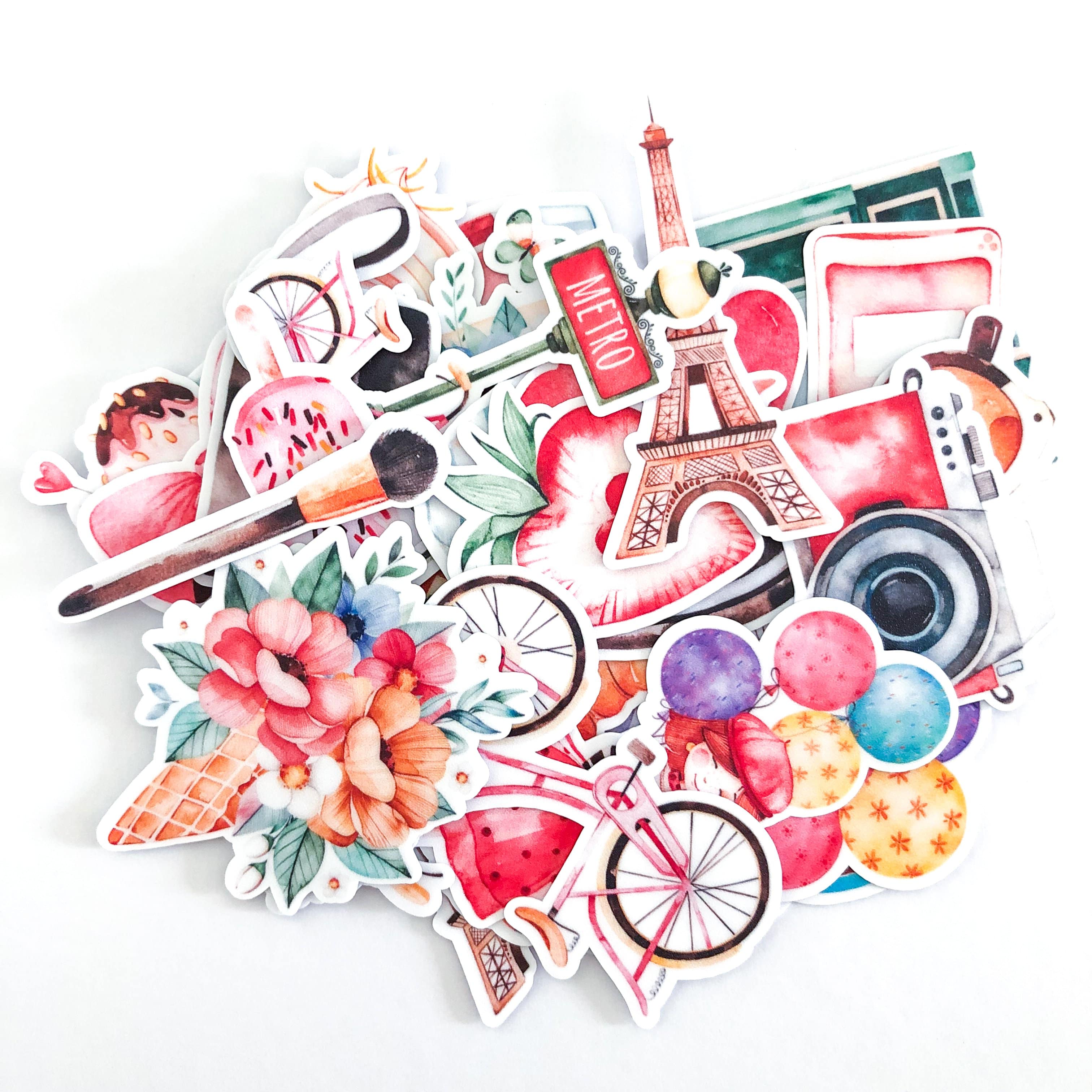 Navy Peony Vintage Paris Stickers (34 pcs) - Navy Peony