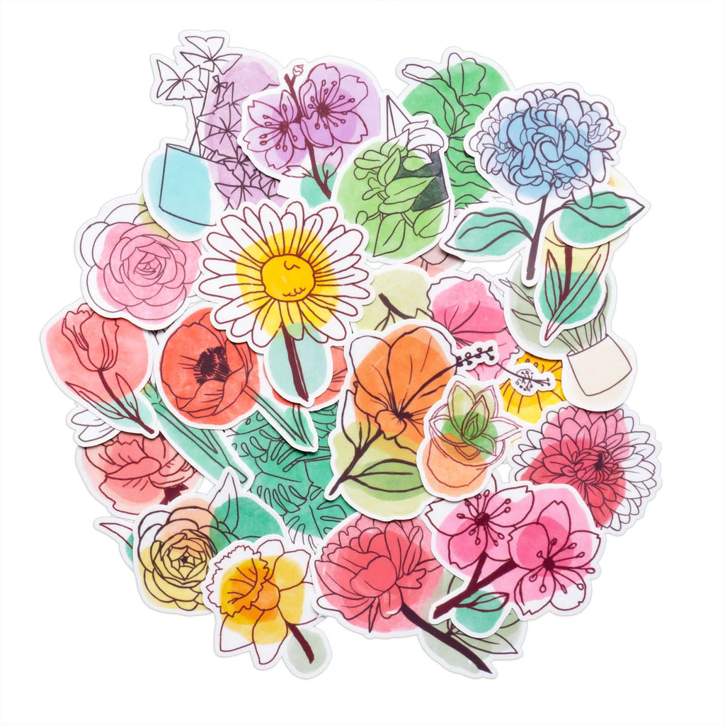 spring summer blooms floral stickers
