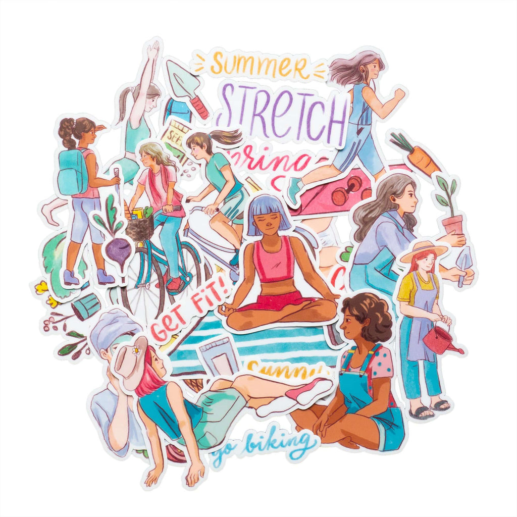 Summer Girl Fitness Activities Stickers (37pcs)