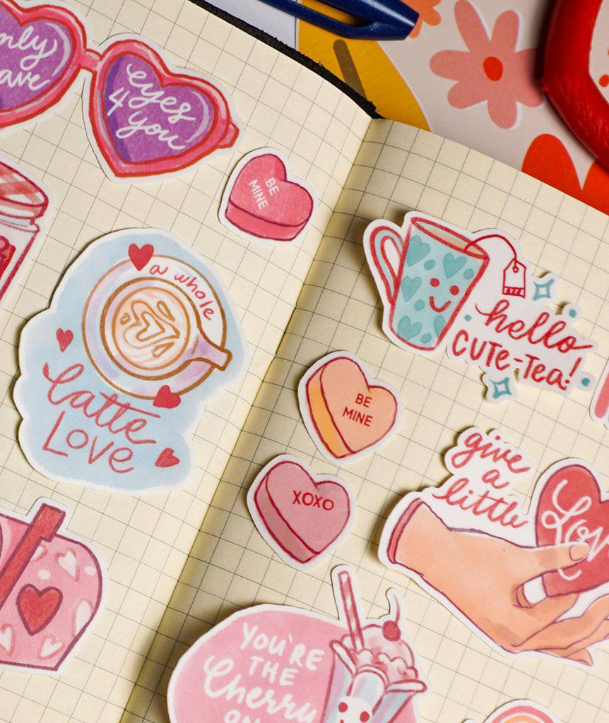 Love Hearts Valentine's Day Stickers Love Heart Stickers Scrapbook Stickers  Outdoor Stickers Water Resistant High Quality 