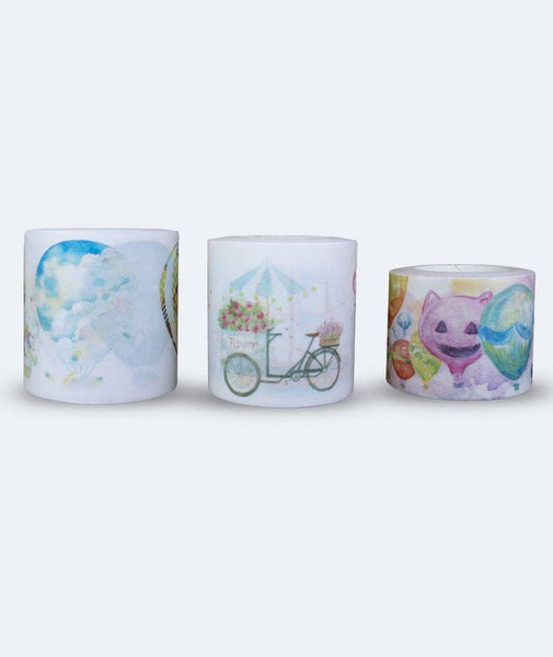 Hot Air Balloon and Fairytale Carriage Washi Tape (Set of 3) - Navy Peony