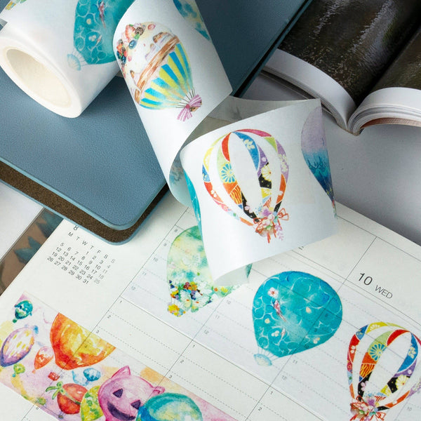 Hot Air Balloon and Fairytale Carriage Washi Tape (Set of 3) - Navy Peony