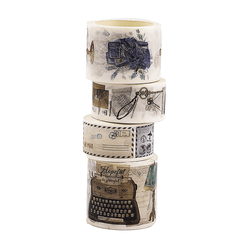 Navy Peony Vintage Stationeries Letter Washi Tape Set of 4