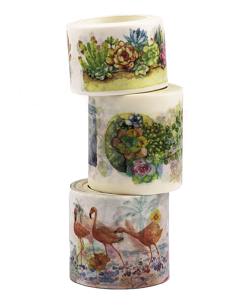 cactus succulent pink flamingo washi tape