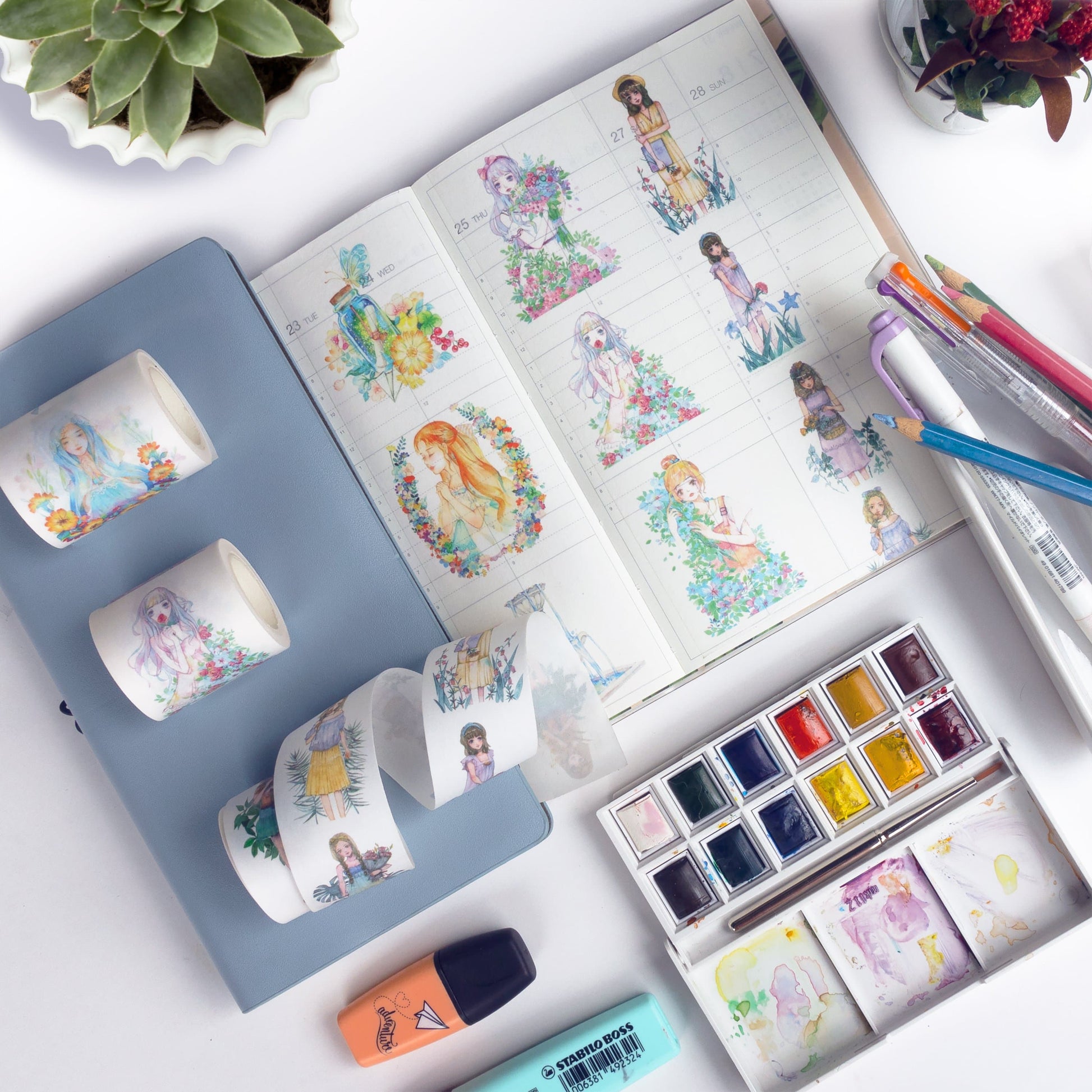 wishing garden plants flower washi tape